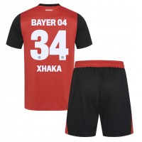 Otroški Nogometni dresi Bayer Leverkusen Granit Xhaka #34 Domači 2024-25 Kratek Rokav (+ Kratke hlače)